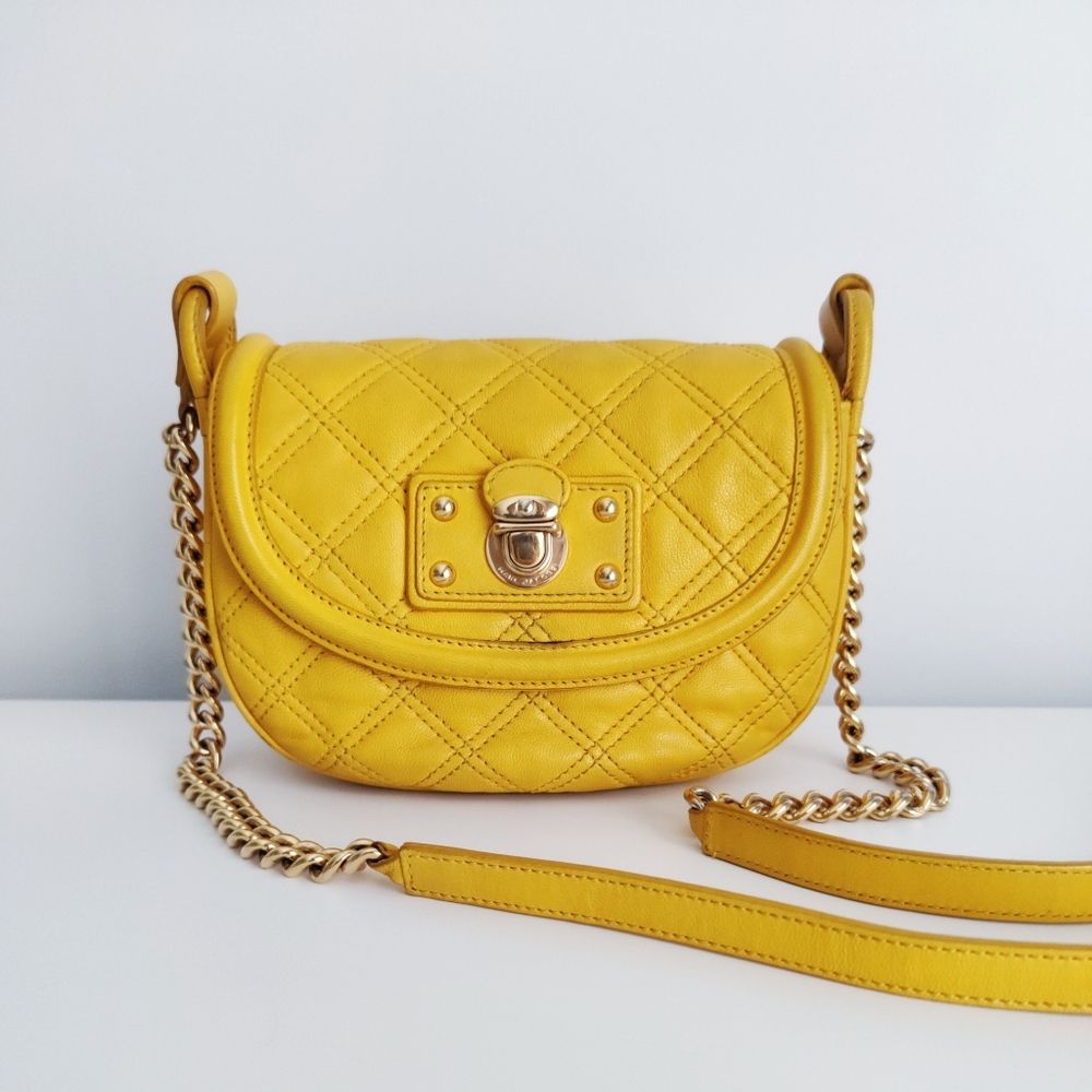Marc Jacobs Quilted Crossbody Bag Made in Italy Turmeric Yellow